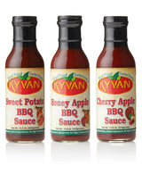 KYVAN Gourmet BBQ Sauce Variety 3 Pack, Sweet Potato BBQ Sauce, Honey Apple BBQ Sauce, Cherry Apple BBQ Sauce