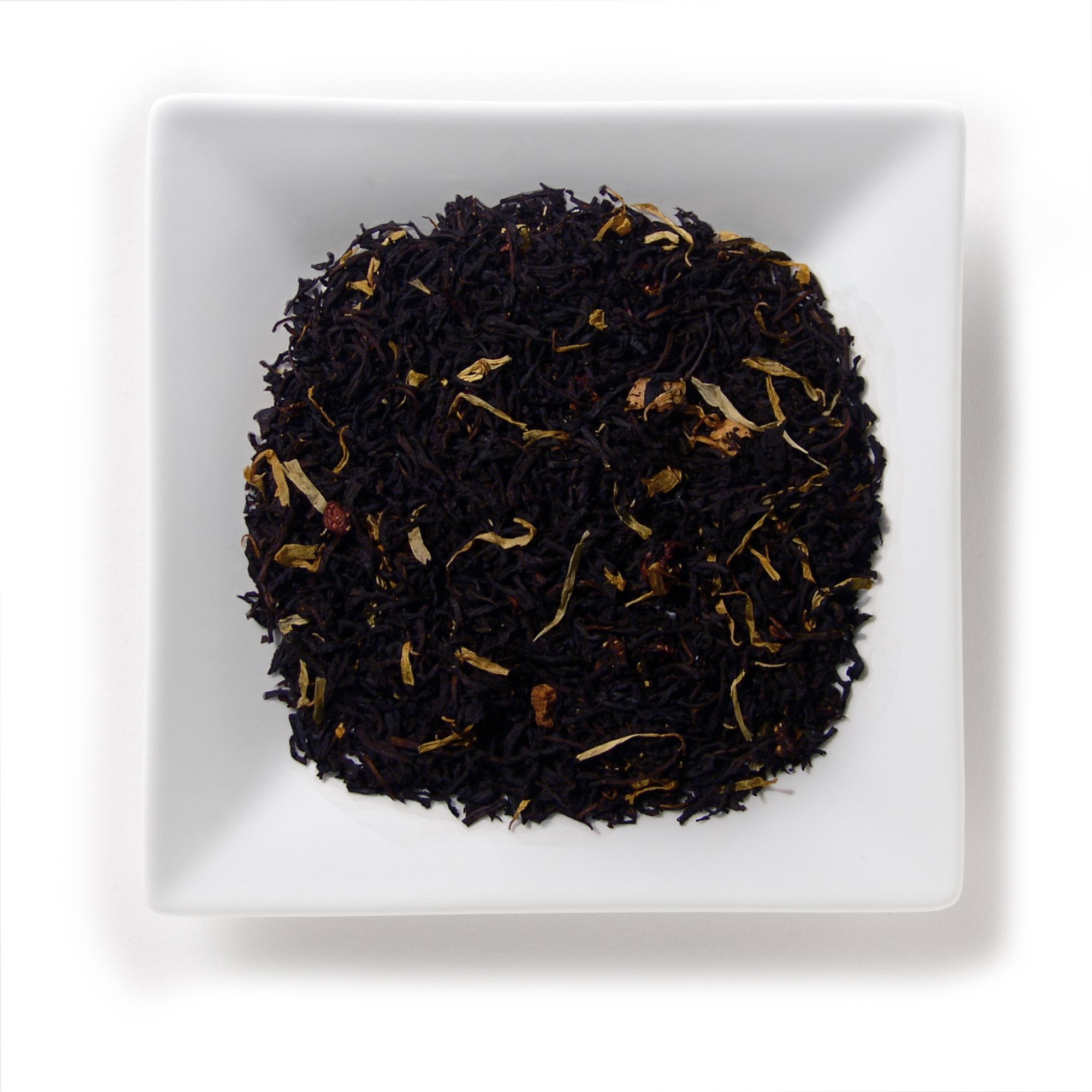 Mahamosa Mango Strawberry Organic Loose Black Tea 8 oz, Loose Leaf Black Tea Blend (with strawberry slices, mango cubes, marigold blossoms)