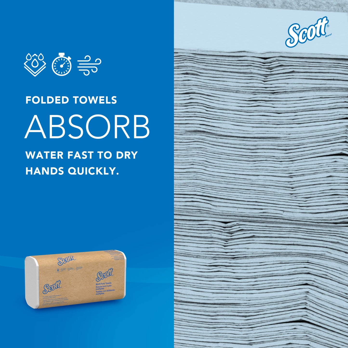 Scott Professional Universal 100% Recycled Fiber Multifold Paper Towels, Bulk (01807), Absorbency Pockets, 9.2"x9.4" Towel, Compressed, Compact (250