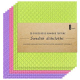 Swedish Dish Cloths - 8 Pack Reusable, Absorbent Hand Towels for Kitchen, Counters & Washing Dishes - Cellulose Sponge Cloth - Eco Friendly Gifts