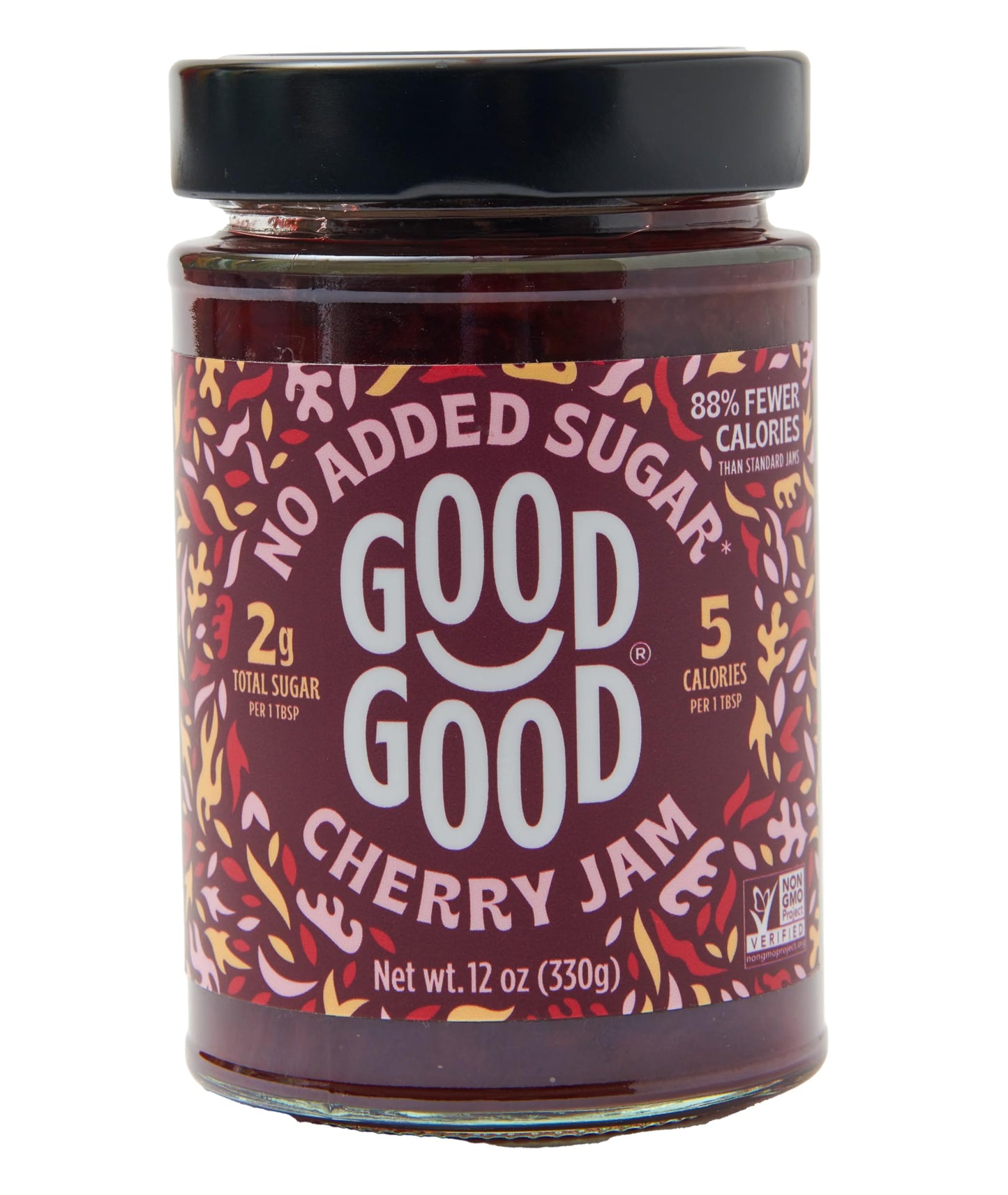 GOOD GOOD No Added Sugar Fruit Jam Variety Pack of 4 - Keto Friendly Jelly - Strawberry, Blueberry, Raspberry and Cherry Jam - Low Carb, Low-Calorie
