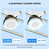 KEROMEE Electric Spin Scrubber Cordless Cleaning Brush with 7 Replaceable Brush Heads & Adjustable Extension Handle, 2 Speed Power Shower Scrubber