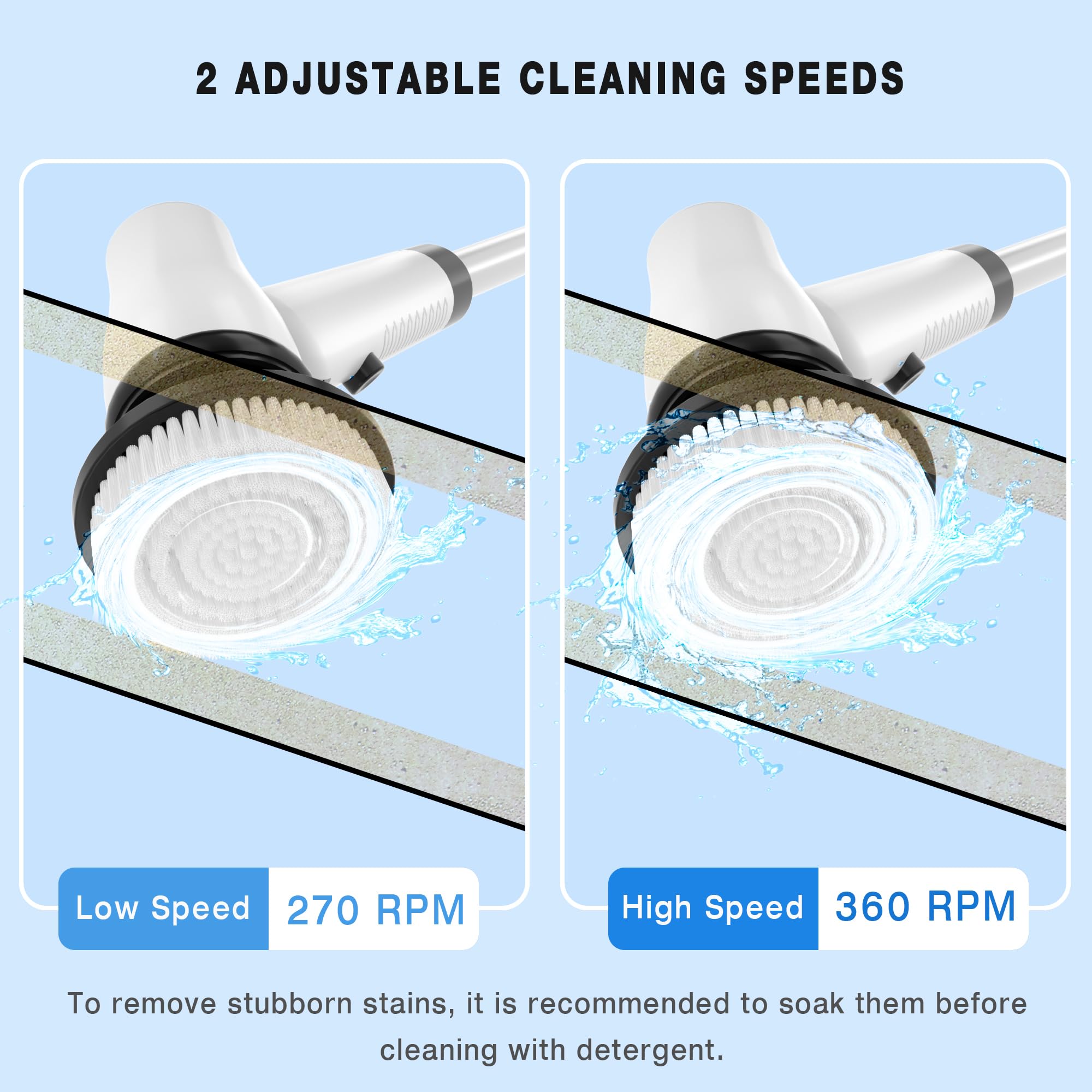KEROMEE Electric Spin Scrubber Cordless Cleaning Brush with 7 Replaceable Brush Heads & Adjustable Extension Handle, 2 Speed Power Shower Scrubber