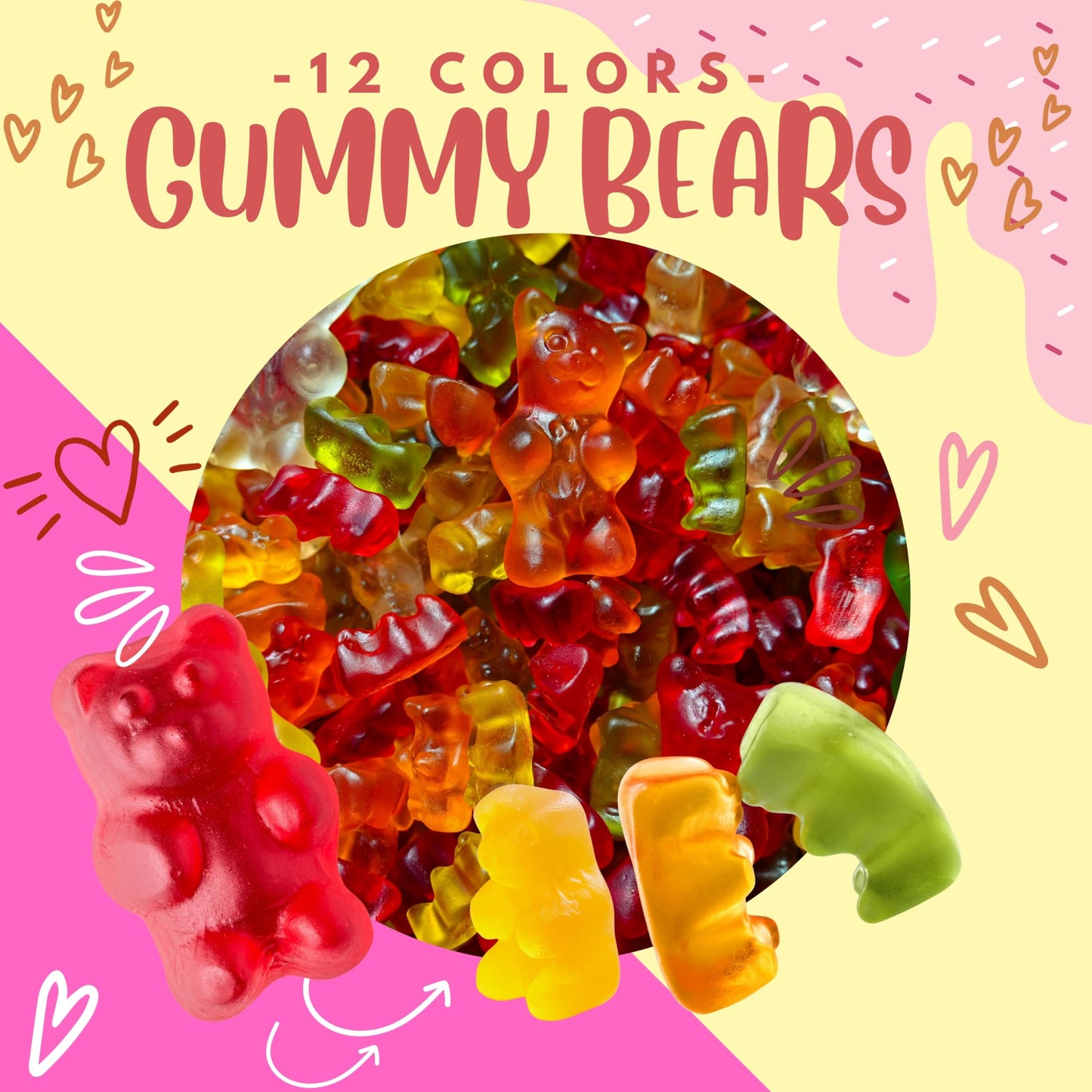 Assorted Gummy Bears, Halal Candy Bulk 2 Pound Bag | Fruit Flavored Gummy Bears Candy | Sweet & Chewy Bear Gummies for Parties, Candy Buffets, Goodie