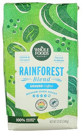 Whole Foods Market, Rainforest Blend Medium-Dark Roast Ground Coffee, Cocoa, Caramel & Toasted Almond, 12 Ounce