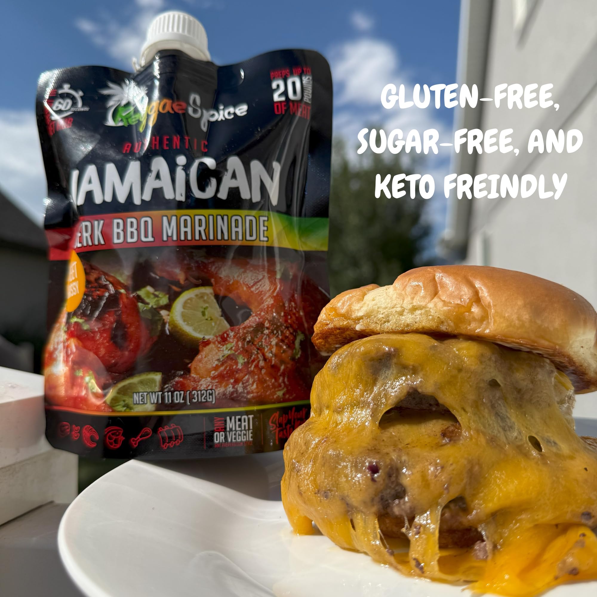 Reggae Spice Jamaican Jerk BBQ Marinade | 60-Second Authentic Wet Rub Seasoning Sauce for Cooking Meats | Gluten Free, Vegan, and Keto Friendly | 11