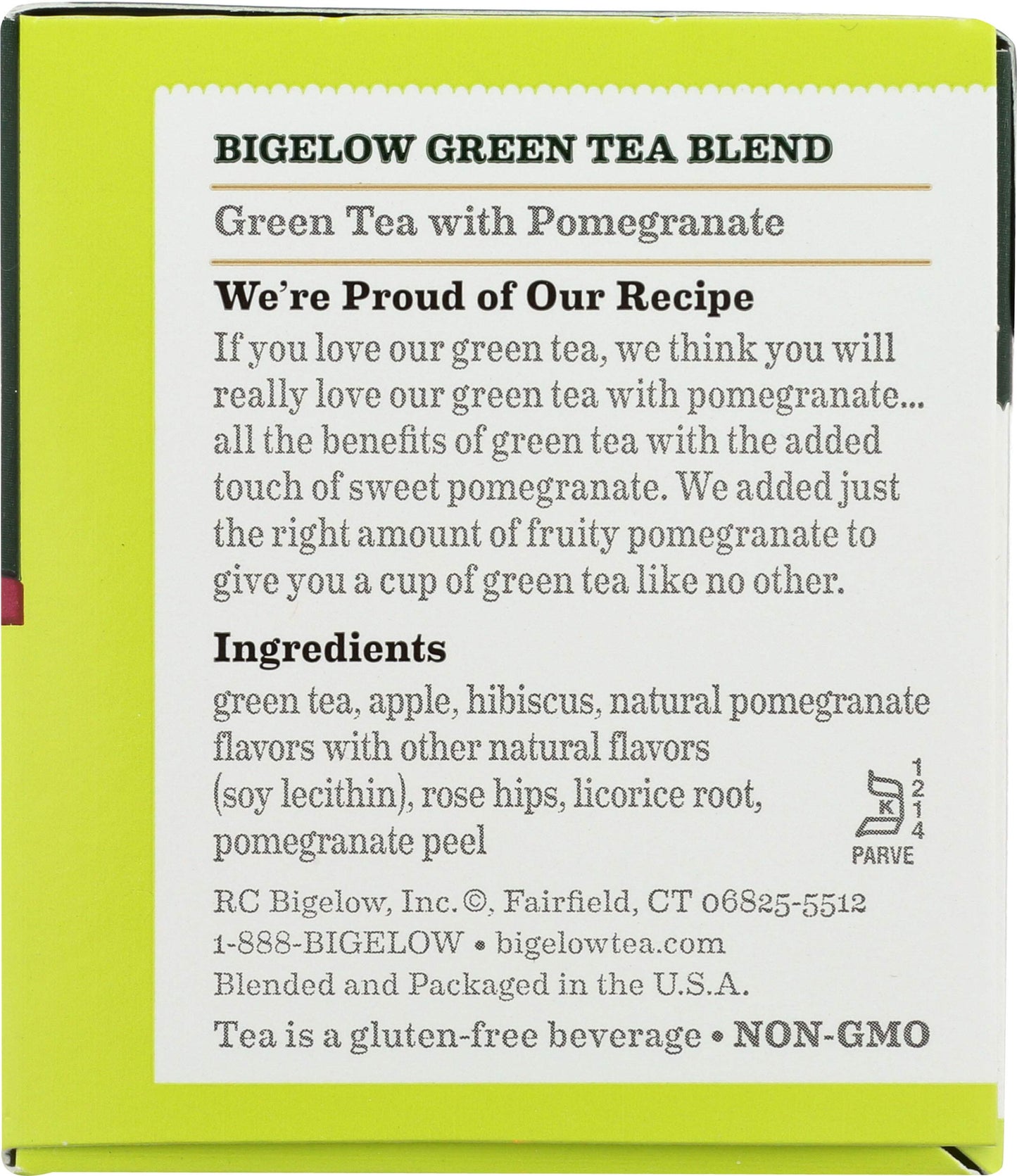Bigelow Tea Green with Pomegranate 20 Bags (Pack of 3)