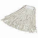Rubbermaid Commercial Products Value Pro Large 24 OZ Cotton Wet Mop, 1" Headband, White, for General Purpose Floor Cleaning or One-Time Use
