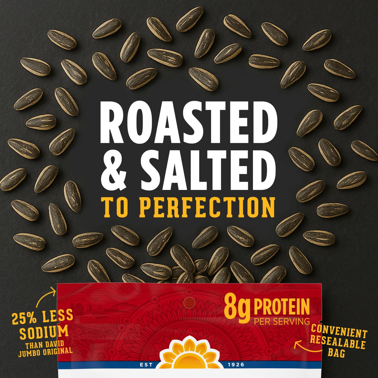 DAVID Reduced Sodium Sunflower Seeds, Original Flavor, 16 oz.