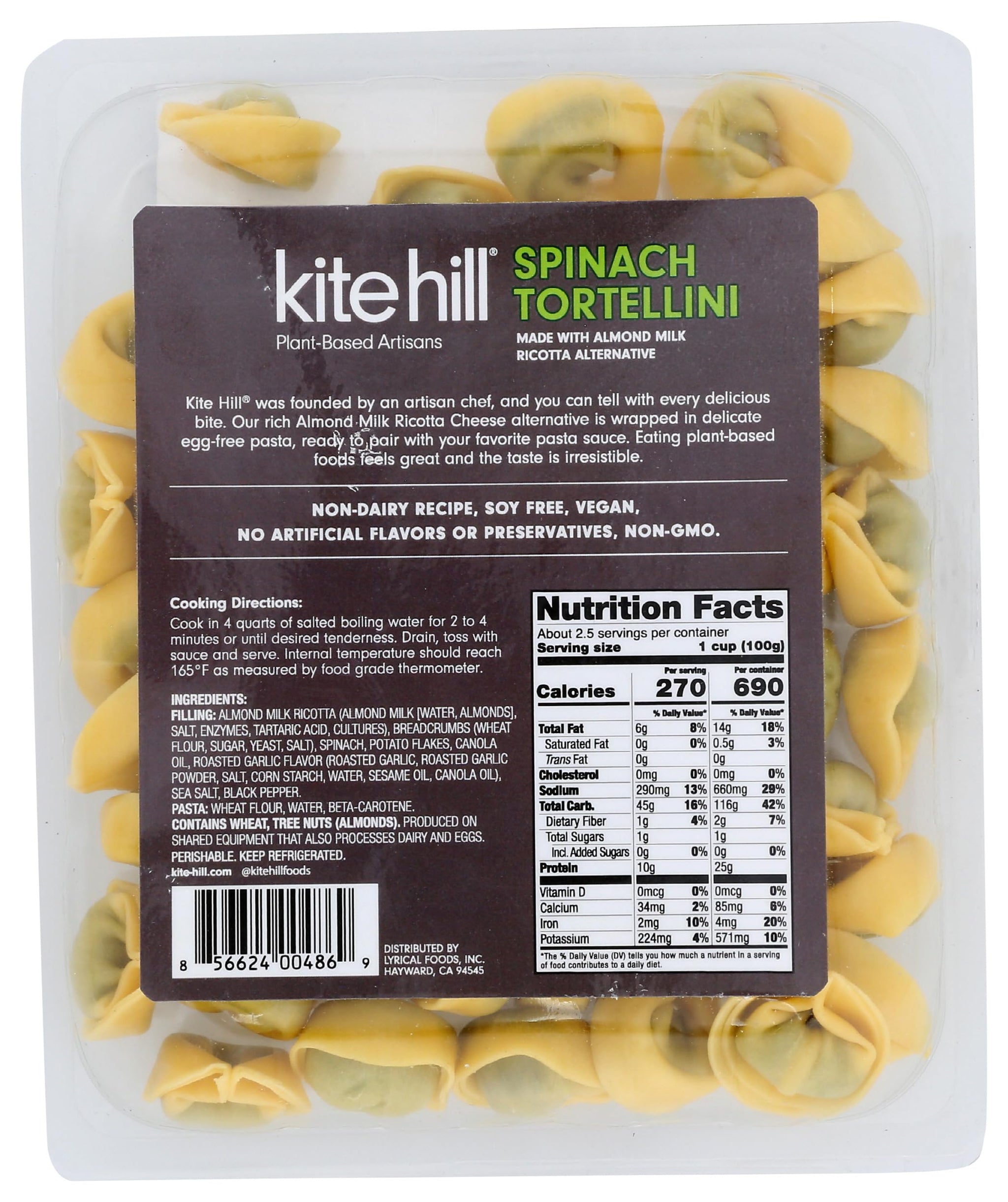 Kite Hill Spinach Tortellini With Almond Milk Ricotta, 9 OZ