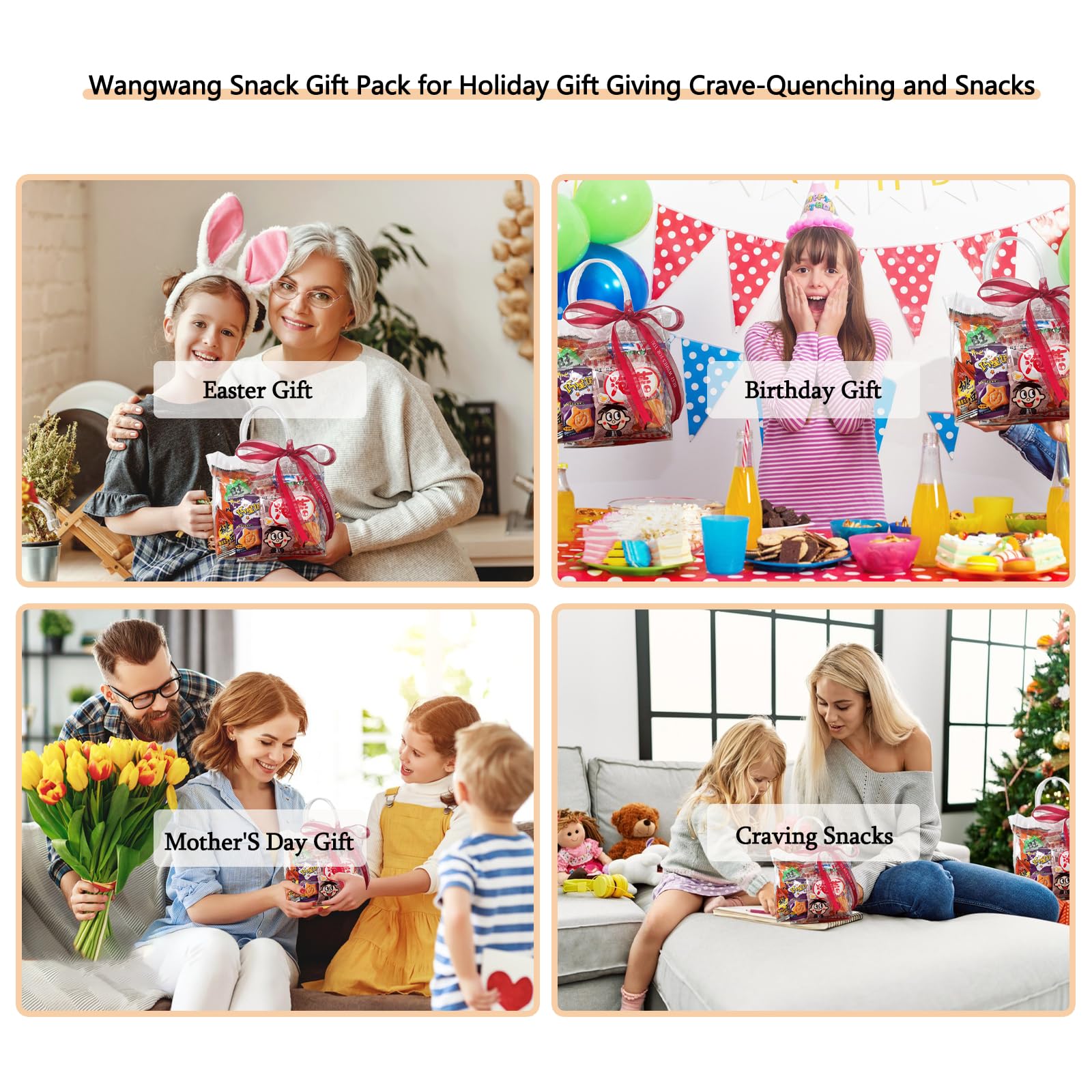 Wangwang Snack Gift Pack,Healthy Foods,Cookies, Rice Crackers, and Milk Candy Variety,Perfect for Halloween, Christmas, and Mid-Autumn Festival