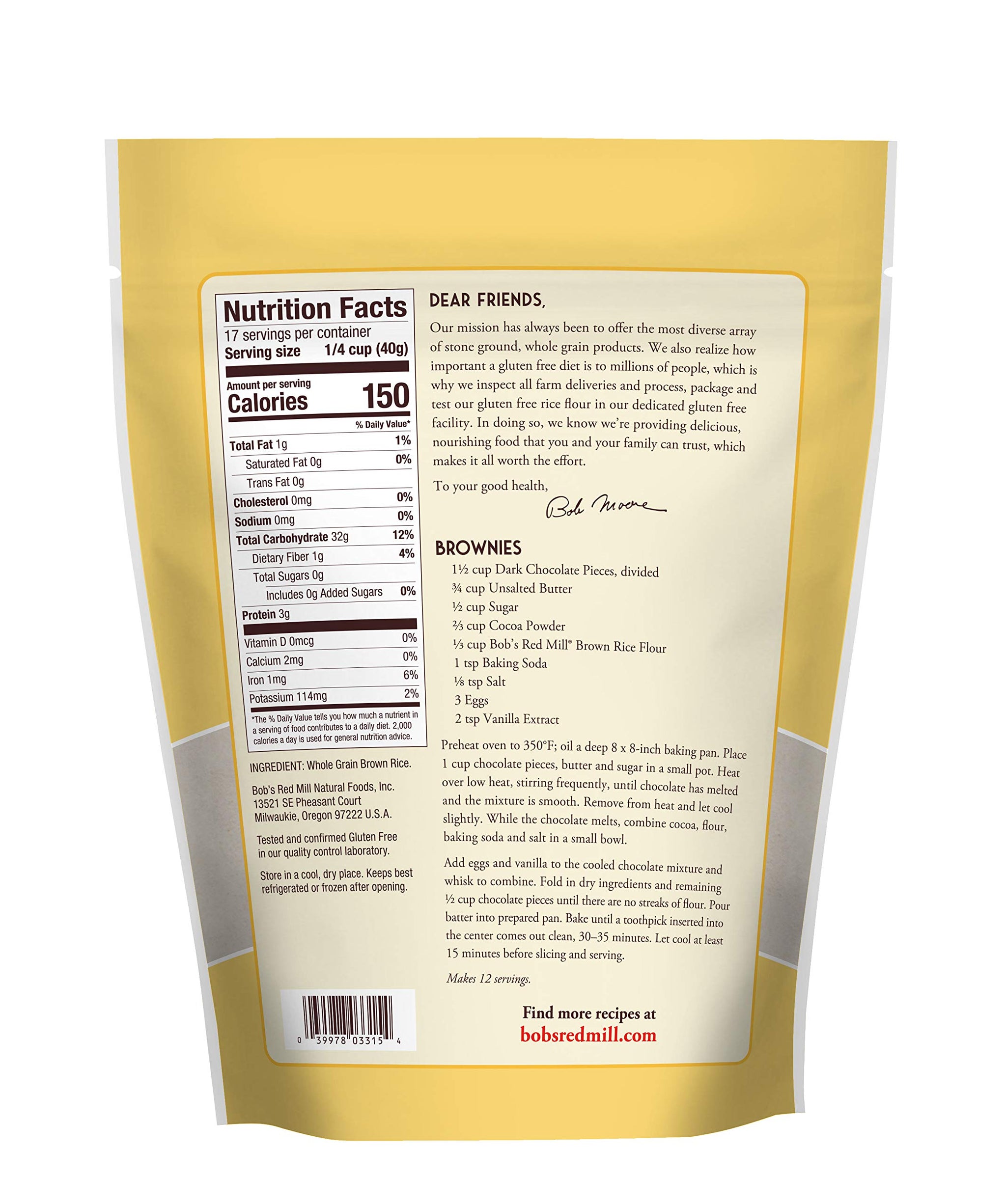 Bob's Red Mill Brown Rice Flour, 24oz (Pack of 1) - Non GMO, Whole Grain, Vegan, Kosher