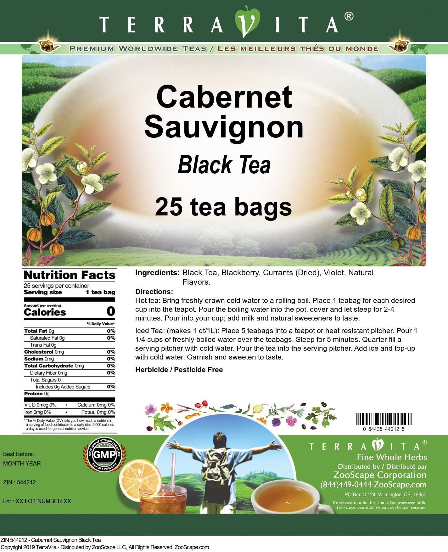 Cabernet Sauvignon Black Tea (25 tea bags, ZIN: 544212)