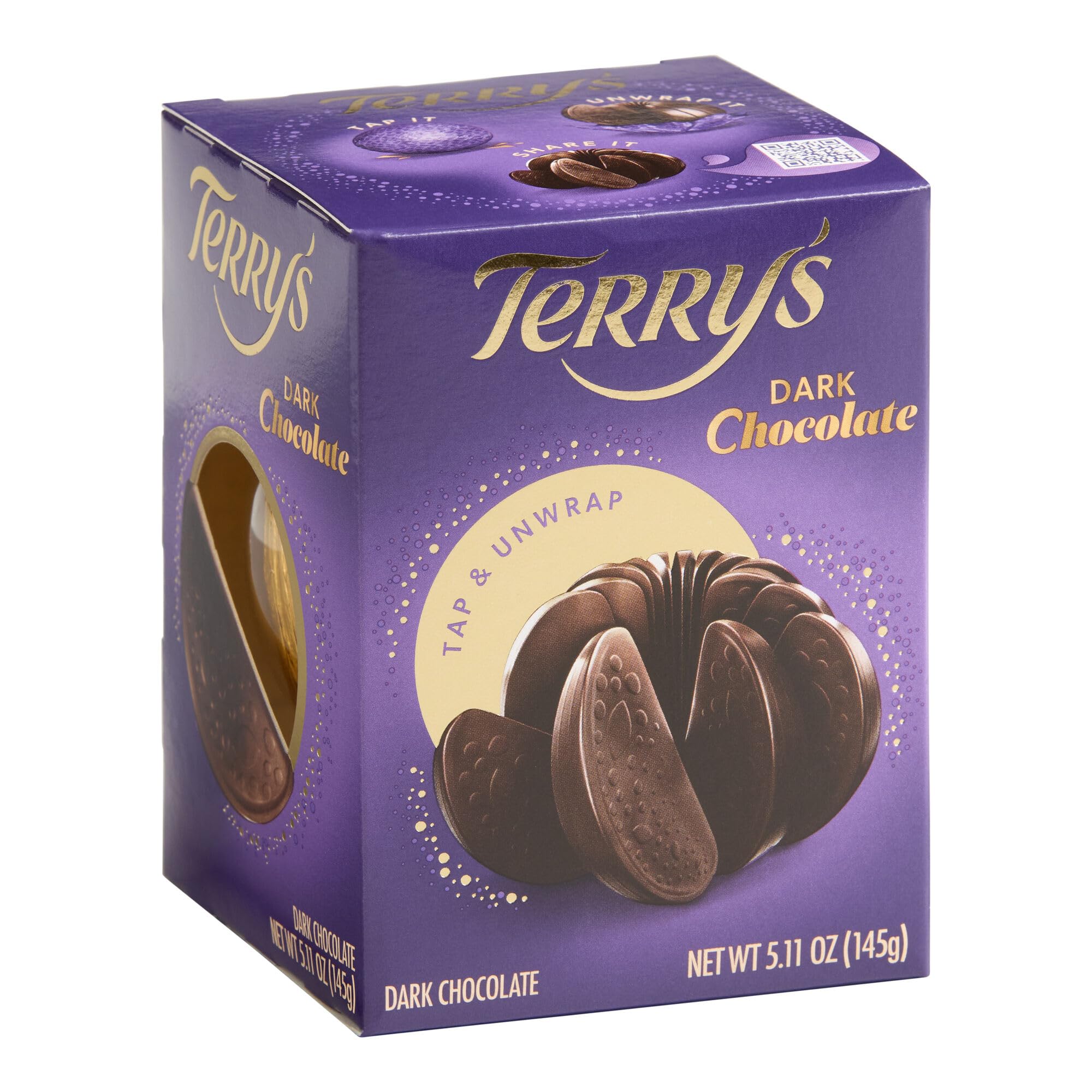 Terry's Simply Dark Chocolate Break Apart Ball 5.11 Oz (145g) | Party Favor and Holiday Stocking Stuffer Treat | Tap, Unwrap, and Share