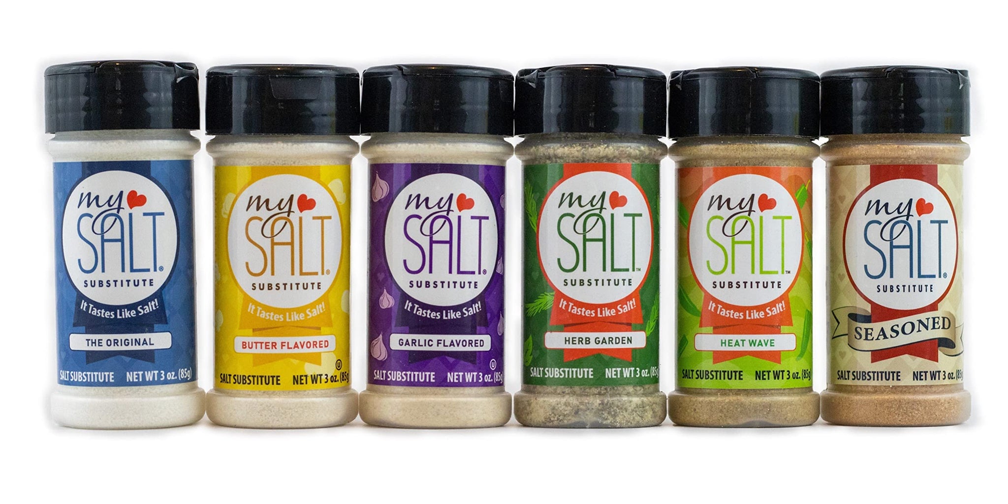 MySALT Salt Substitute - 100% Sodium Free - Set of 6 Varieties - Add the Tasty Salty Flavor You Are Missing to Your Low Sodium Diet