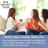 Big Heart Tea Co. Tea Bags - Minty Blue - Small Batch, Certified Organic, Ayurvedic Herbal Decaf Tea in Zero Plastic Sachets - Adaptogenic Tulsi