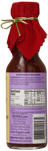 Pepper's Georgia Peach and Vidalia Onion Hot Sauce with Red Velvet Top, 5 Ounce