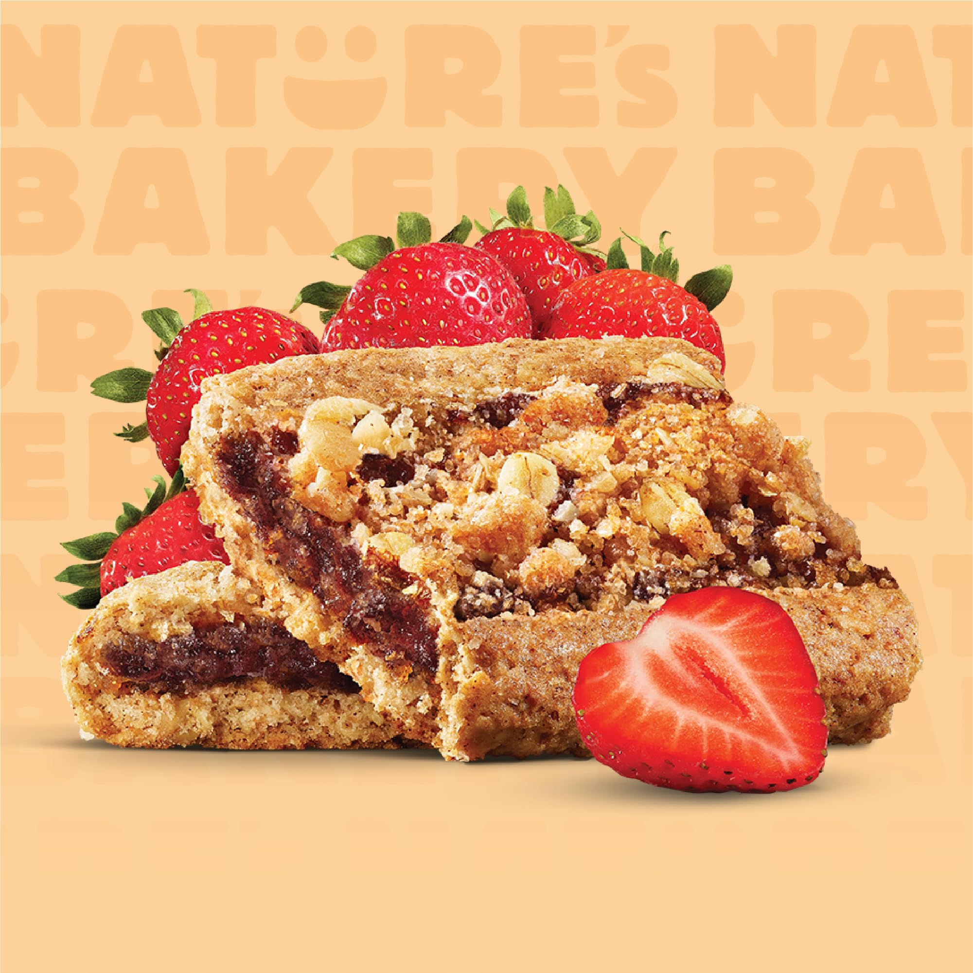 Nature’s Bakery Oatmeal Crumble Bars, Strawberry, Real Fruit, Vegan, Non-GMO, Breakfast Bar, 1 Box With 6 Bars, 6 Count