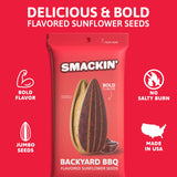 SMACKIN' Sunflower Seeds, Roasted Jumbo Small-Batch, American Made - Backyard BBQ. 1.5oz bags (36 Pack)