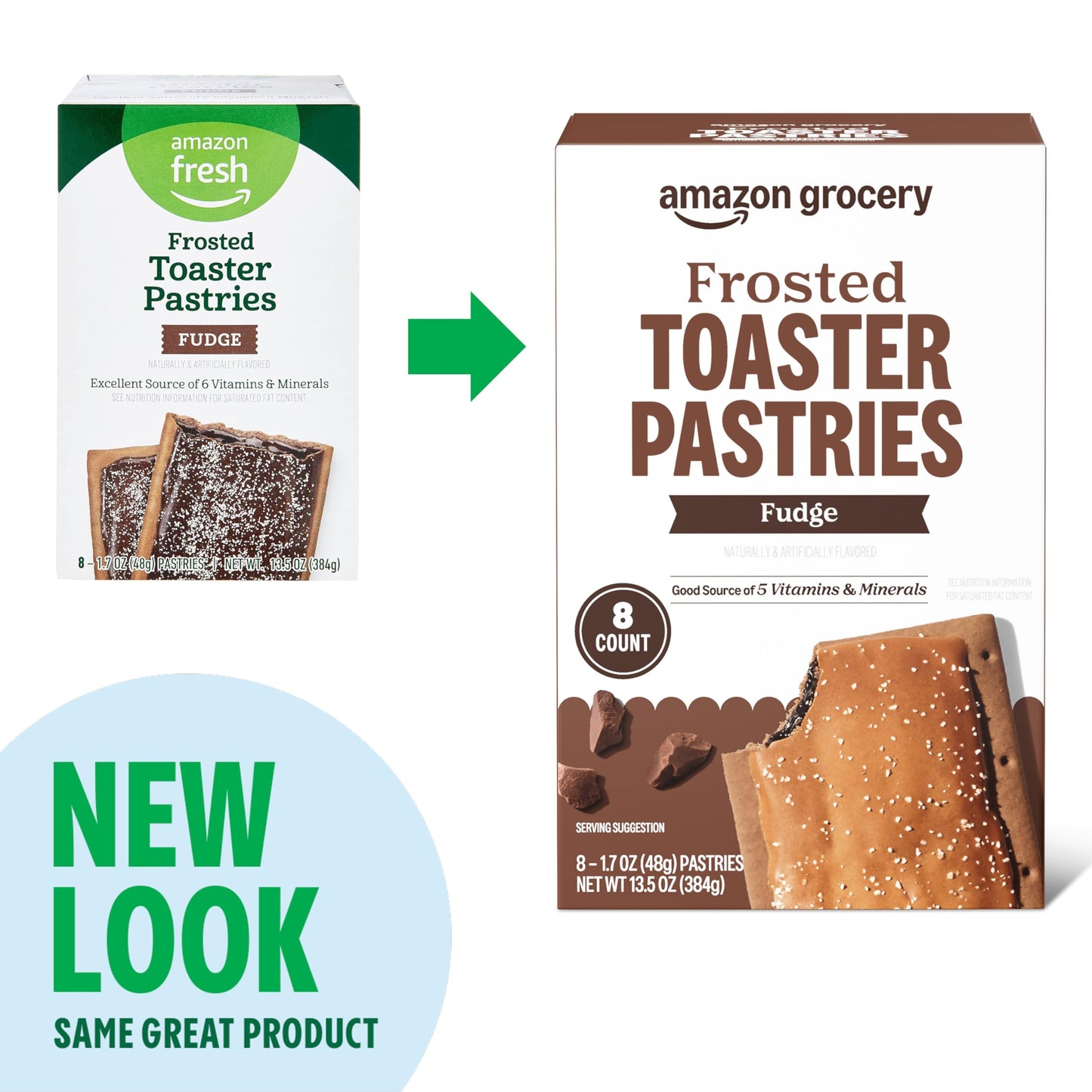 Amazon Grocery, Frosted Toaster Pastries, Fudge, 13.5 ounce, 8 Ct