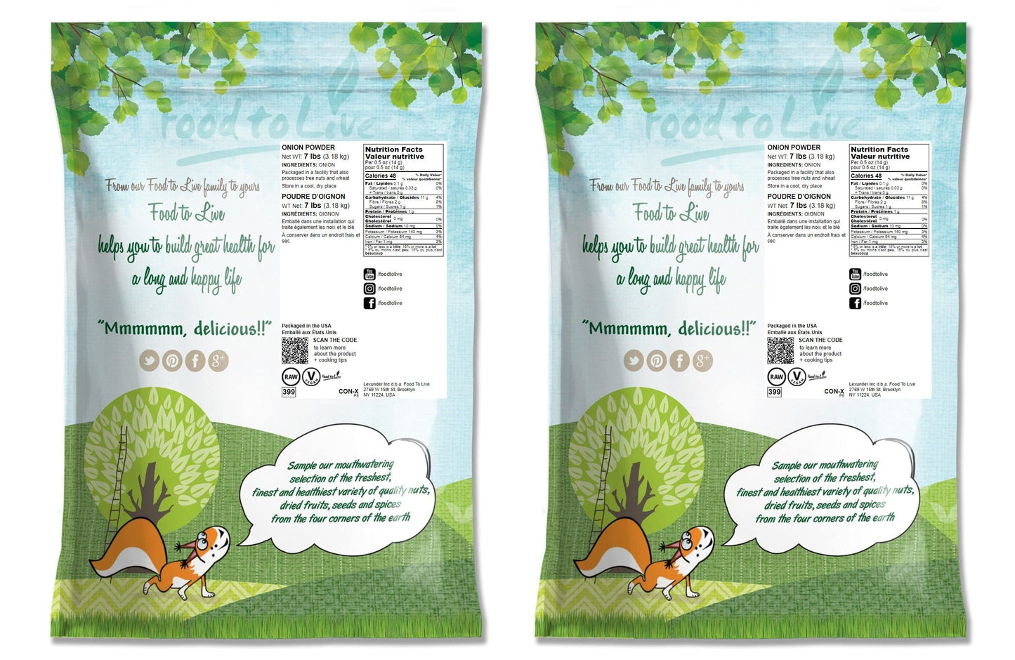 Food to Live Onion Powder, 14 Pounds - Finely Ground Dried Onions, Vegan, Rich Onion Flavor, High in Vitamin C, Dietary Fiber