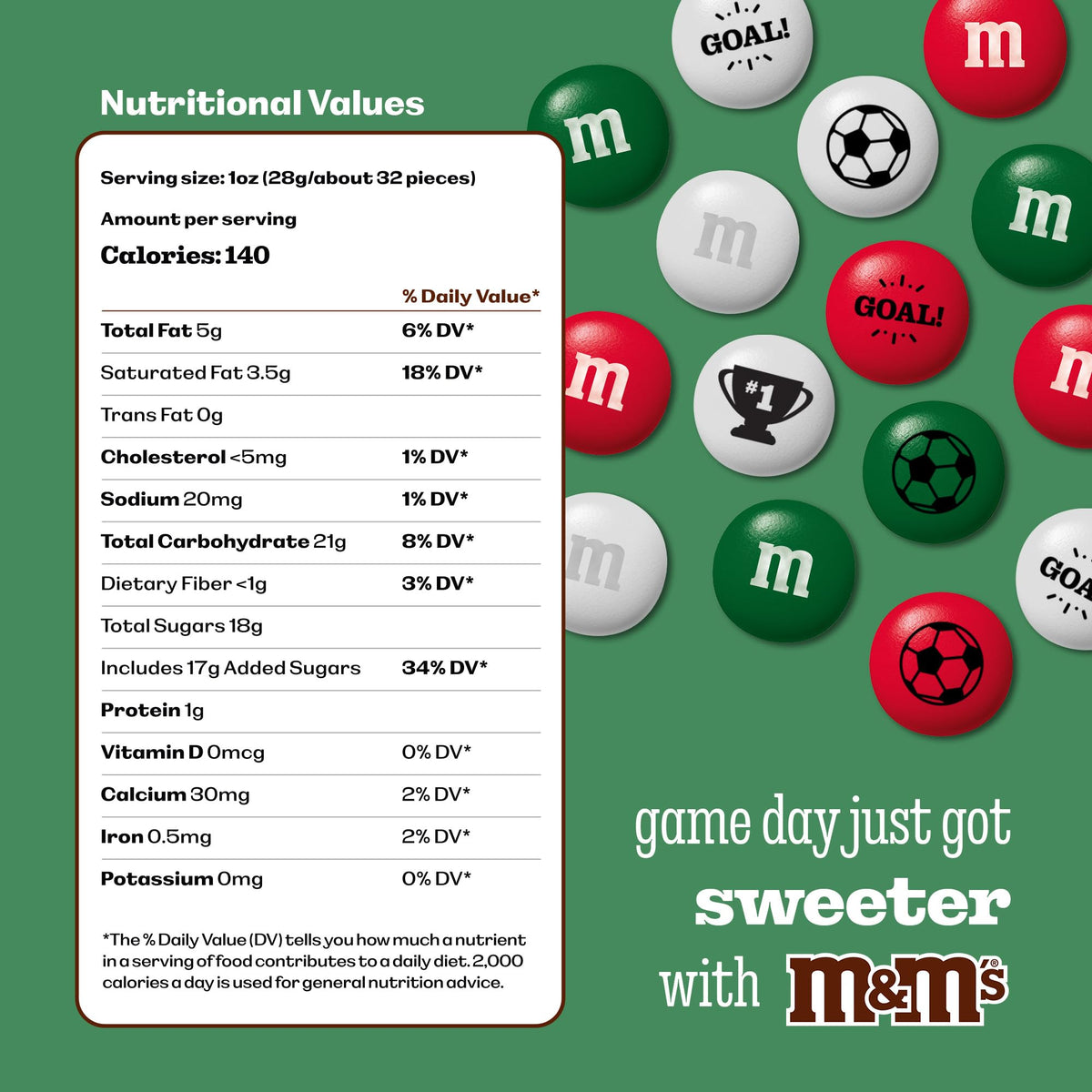 M&M'S Mexico Soccer Milk Chocolate Candy, 2 lb Bulk Resealable Bag