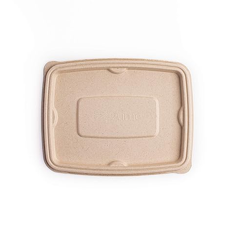 Zume Premium Compostable, Eco Friendly, Disposable, 24 oz-32oz/750ml-1000ml Rectangular Container Lid, Natural (Pack of 100)