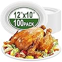 IJRPLM Oval Paper Plates,100 Pack 100% Compostable Oval Plates, 12 Inch Heavy Duty Paper Plates,Large Paper Plates,Eco-Friendly Biodegradable