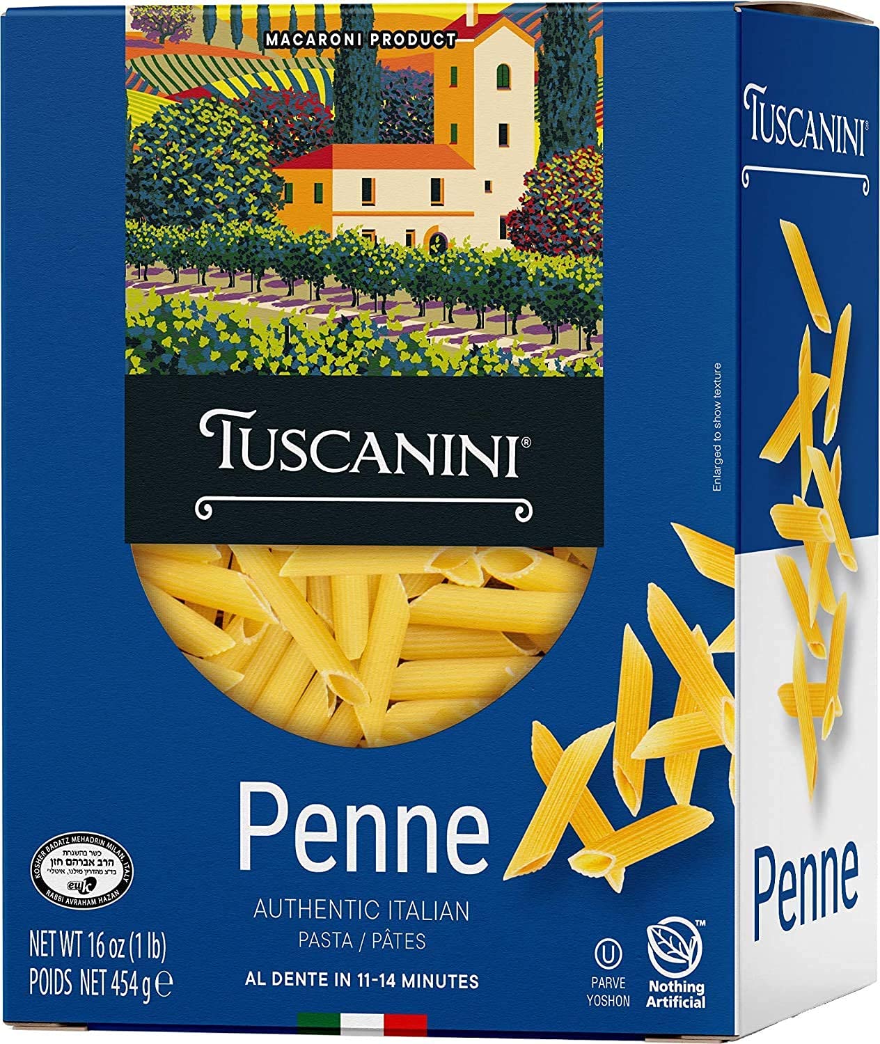 Tuscanini Authentic Italian Penne Pasta 16oz (4 Pack) Made with Premium Durum Wheat, Done in 11-14 Minutes
