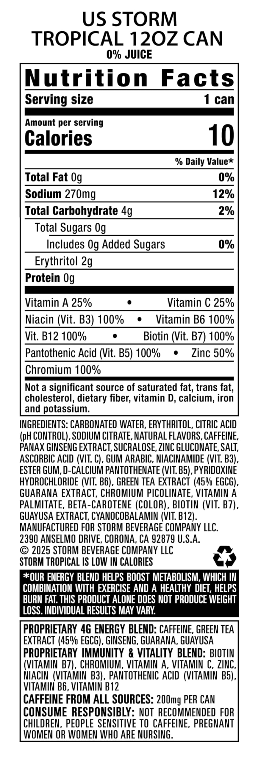 STORM Tropical, Fitness & Wellness Energy Drink, 12 Fl Oz (Pack of 12)