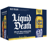 Liquid Death Iced Tea - Dead Billionaire (Black Tea/Lemonade), Less Sugar*, Boost of Caffeine, B Vitamins, No Artificial Sweeteners, King Size 19.2 Fl