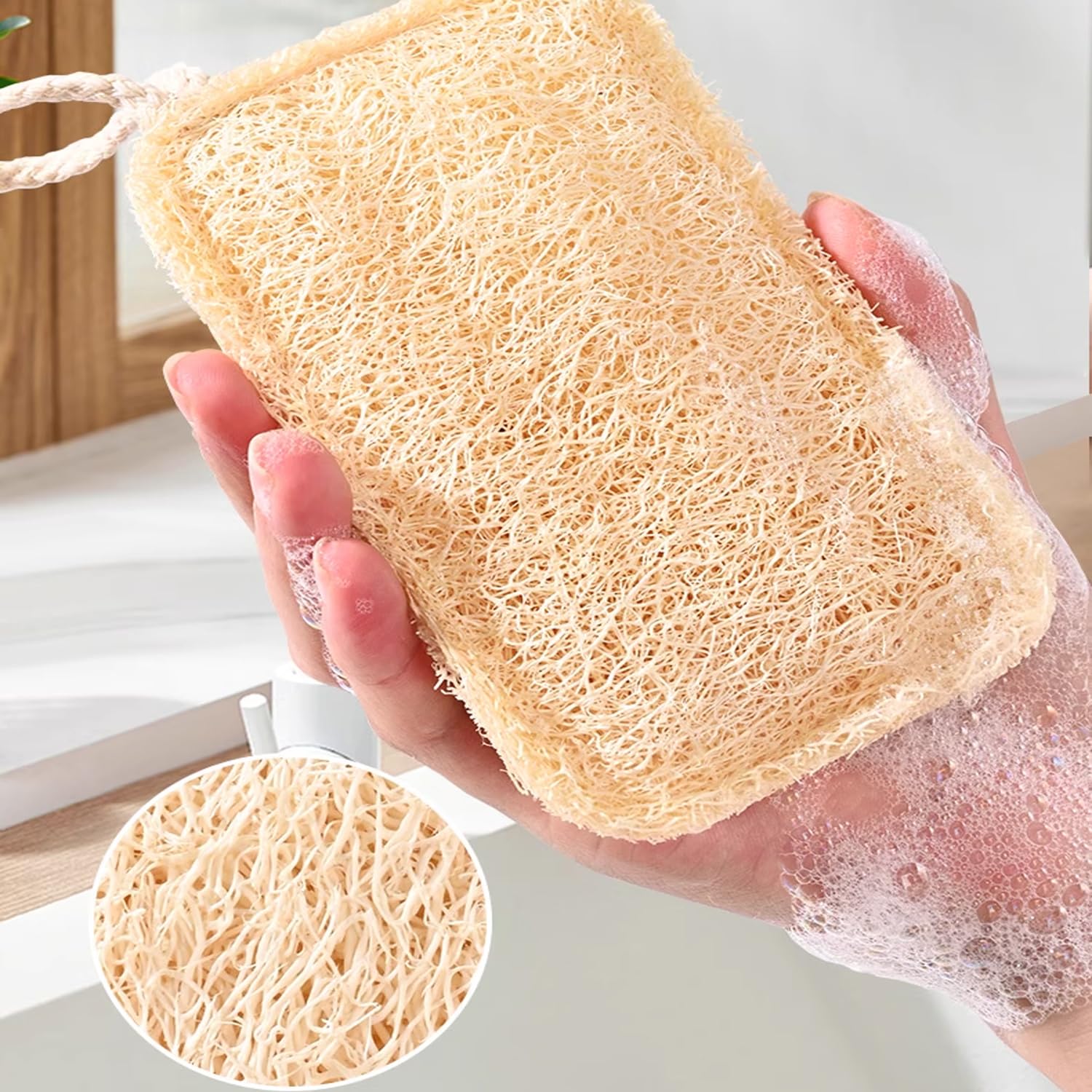 UtySty 3 Pack Natural Non Scratch Scrub Sponge Eco Friendly and Compostable Plant Fiber Loofah Dish Sponge Natural Kitchen Sponges Scrubbers