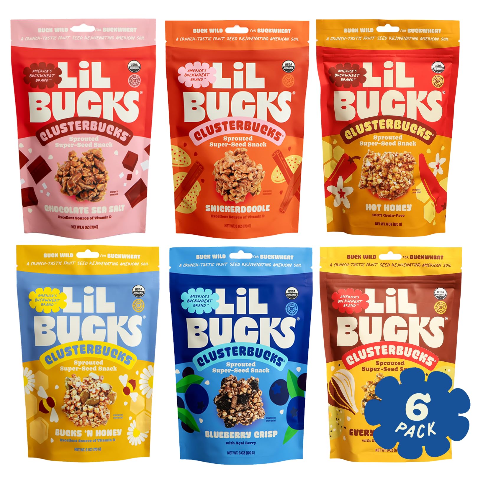 Clusterbucks Superfood Clusters - Grain-Free, Keto-Friendly Granola with Regeneratively Grown Sprouted Buckwheat- Gluten-Free, Low-Carb, Organic