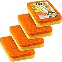 Spaange Silicone Scrubber Sponges Dual Sided: Orange Silicone No-Scratch Grime-Gripper/Yellow Absorbent Sponge 4-Pack