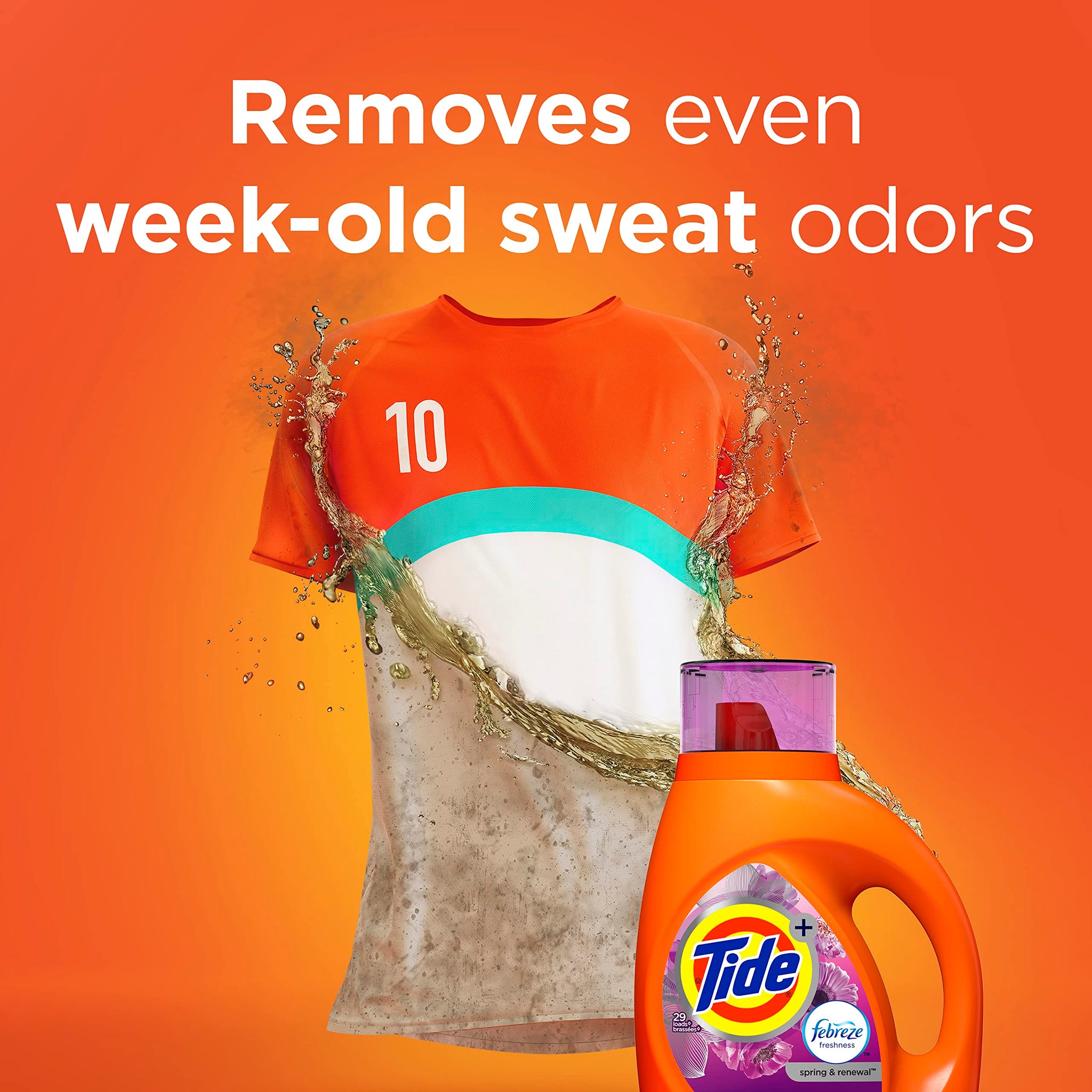 Tide Plus Febreze Freshness Spring & Renewal HE Turbo Clean Liquid Laundry Detergent, 69 fl oz, 44 loads