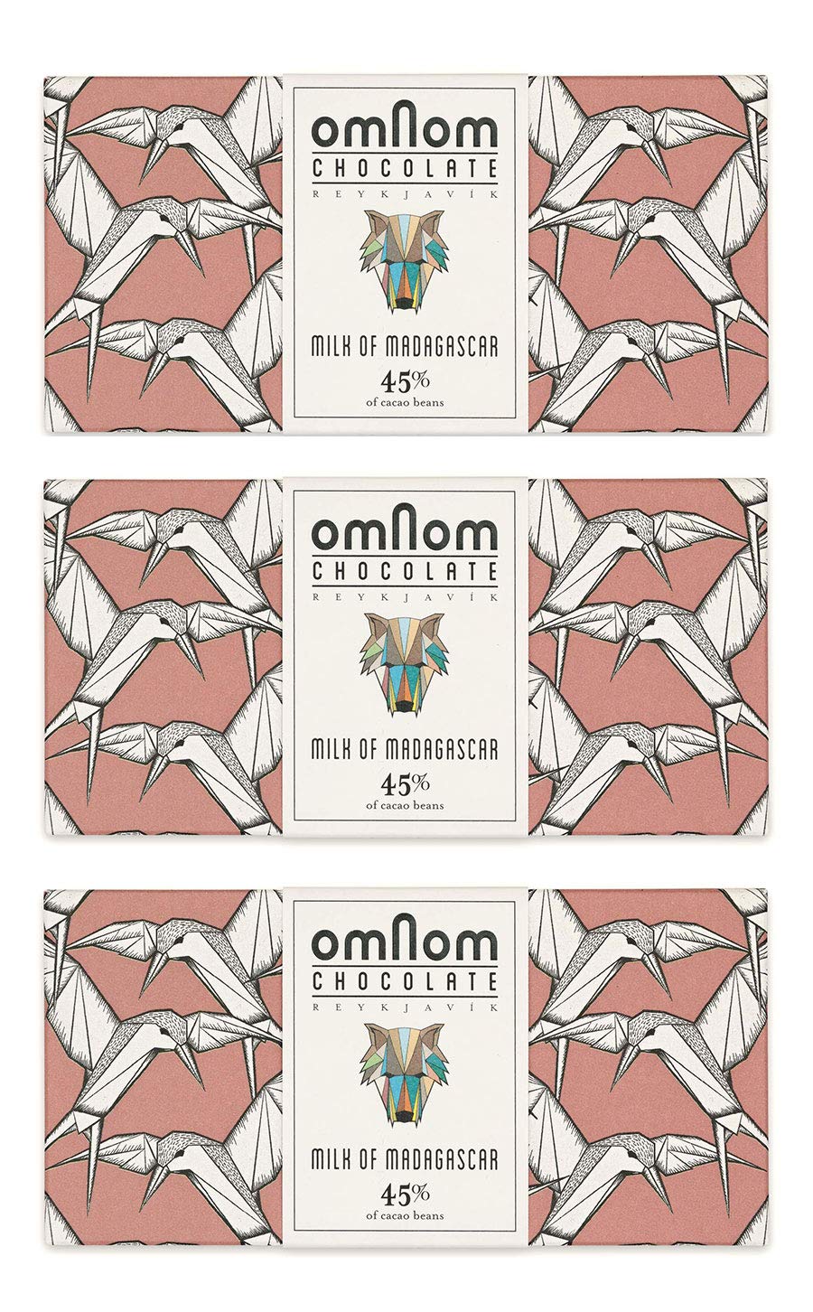 OmNom Milk of Madagascar | 45% Single Origin Madagascar Cacao | Icelandic Bean To Bar Chocolate by OMNOM CHOCOLATE REYKJAVIK | 3 x 60g Bar
