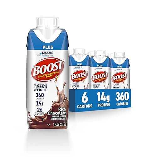 BOOST Plus Balanced Nutritional Drink, Rich Chocolate, 8 FL OZ (Pack of 6)