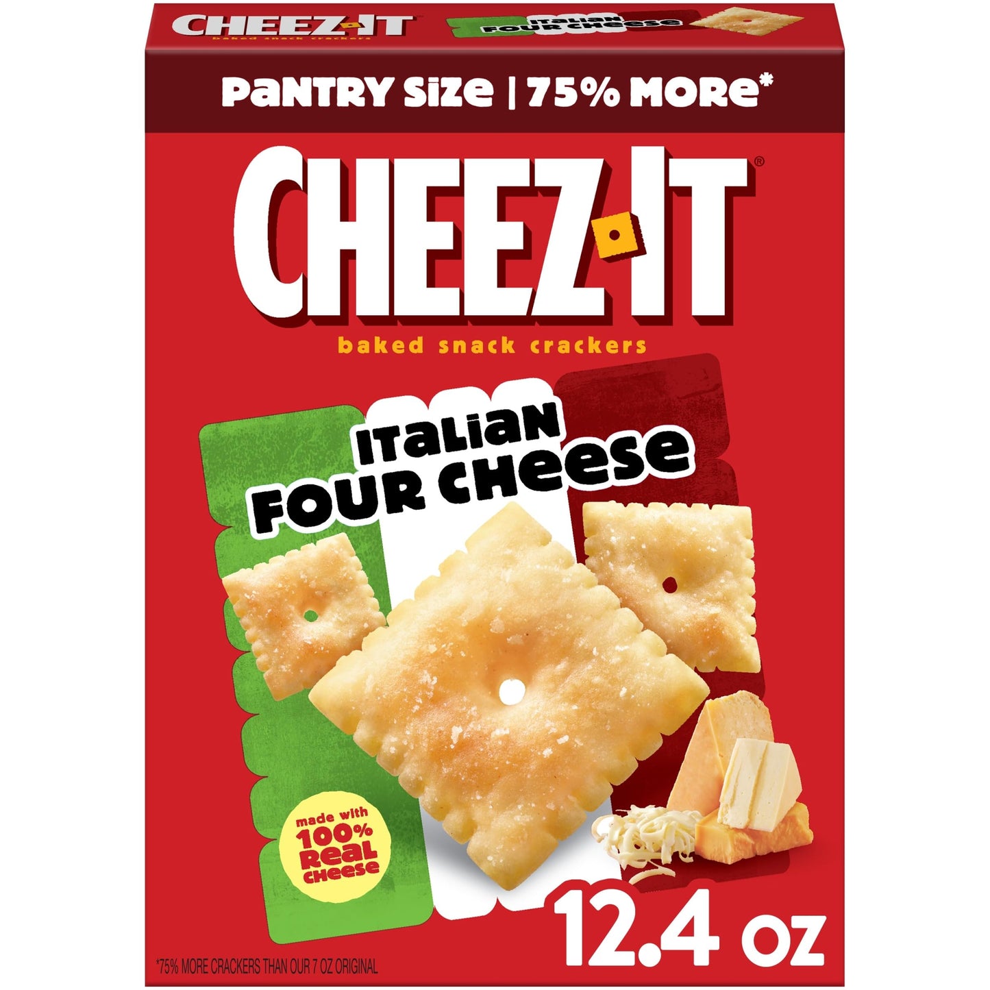 Cheez-It Cheese Crackers, Baked Snack Crackers, Office and Kids Snacks, Italian Four Cheese, 12.4oz Box (1 Box)