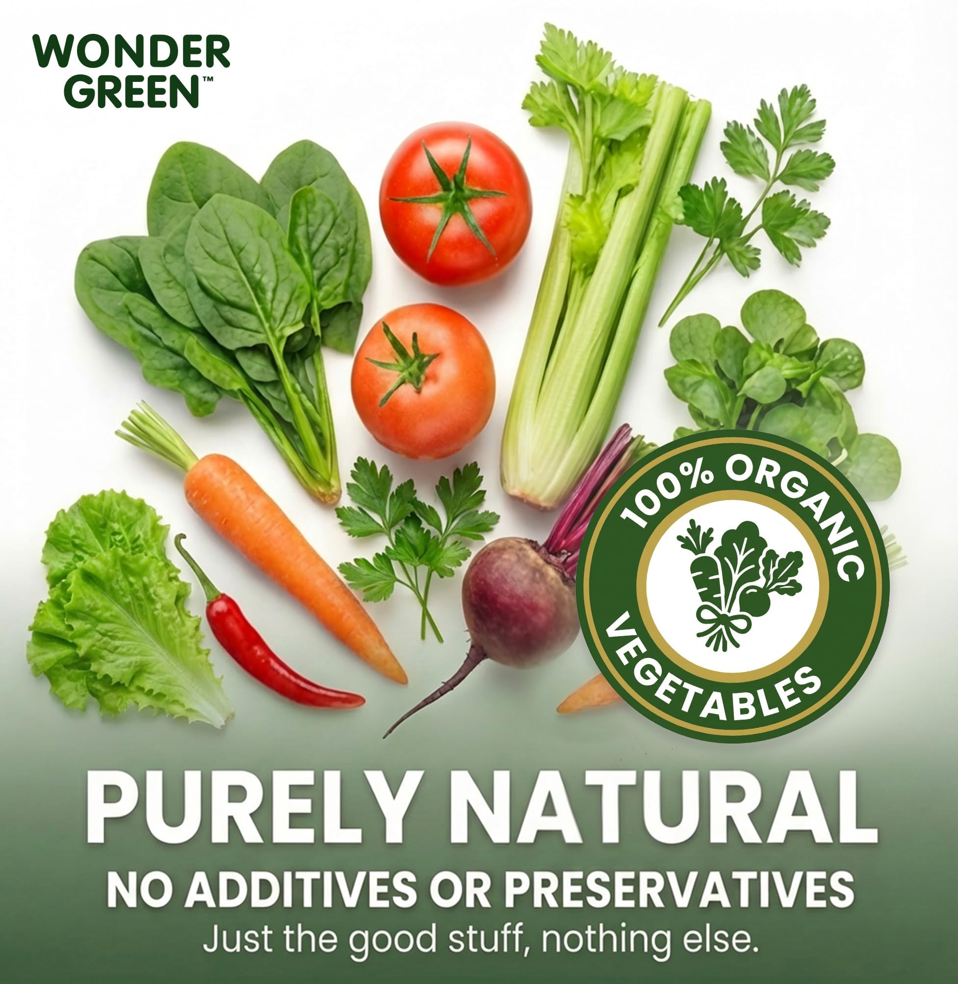 Wonder Green Organic Veg8 + Cayenne Cold Pressed Juice - 6 Pack (8.45 oz) - 100% Vegetable Juice, Low Sodium, No Added Sugar, Not From Concentrate