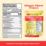 Pocas Original Ginger Chews - Sweet and Zesty Ginger Chew, Individually Wrapped Low-Calorie Snacks, Ginger Candy Made with Pure Cane Sugar, 3 Oz Ea
