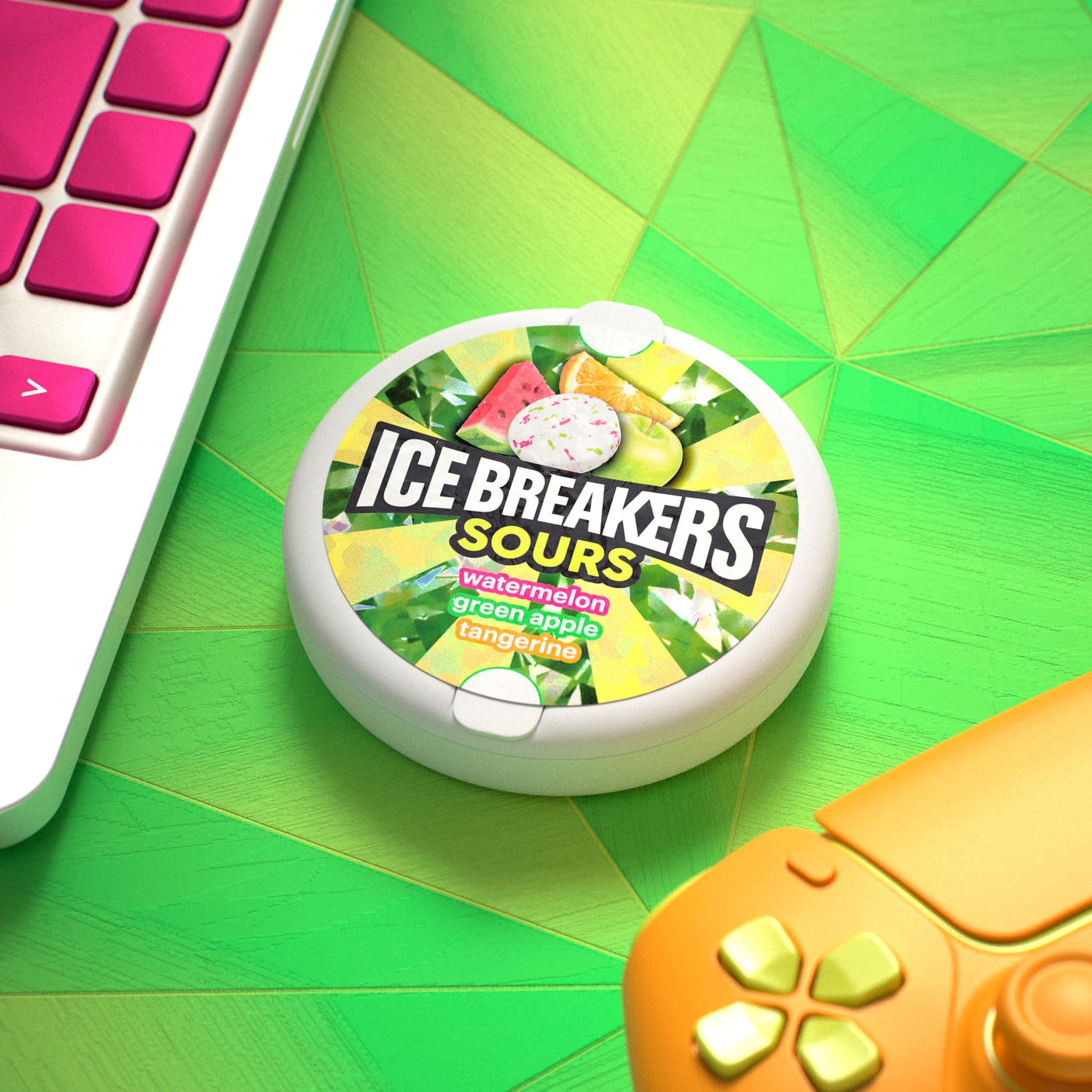 ICE BREAKERS Sours Assorted Fruit Flavored Sugar Free Mints Tin, 1.5 oz