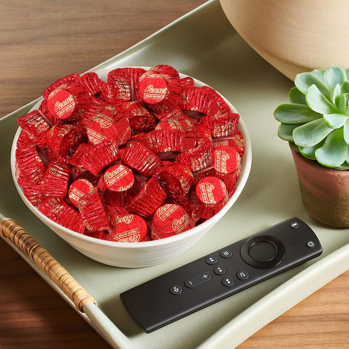 Christmas Bulk Milk Chocolate Peanut Butter Cups Miniatures 1 Pound - Individually Wrapped Chocolate Candy In Red Foil for Parties, Gift Bags,