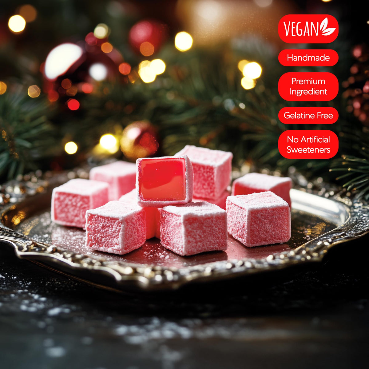 HazerBaba Turkish Delight Candy Pomegranate, 8.8 Oz (Pack of 1), Dulces