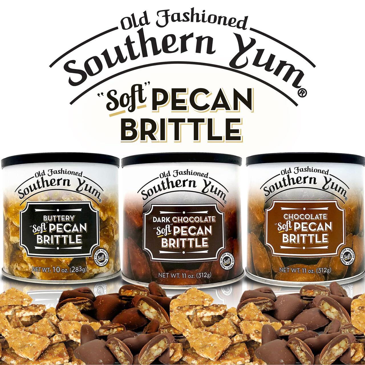 Southern Yum Pecan Brittle, Soft, Buttery Brittle, Gluten Free, Made in Small Batches