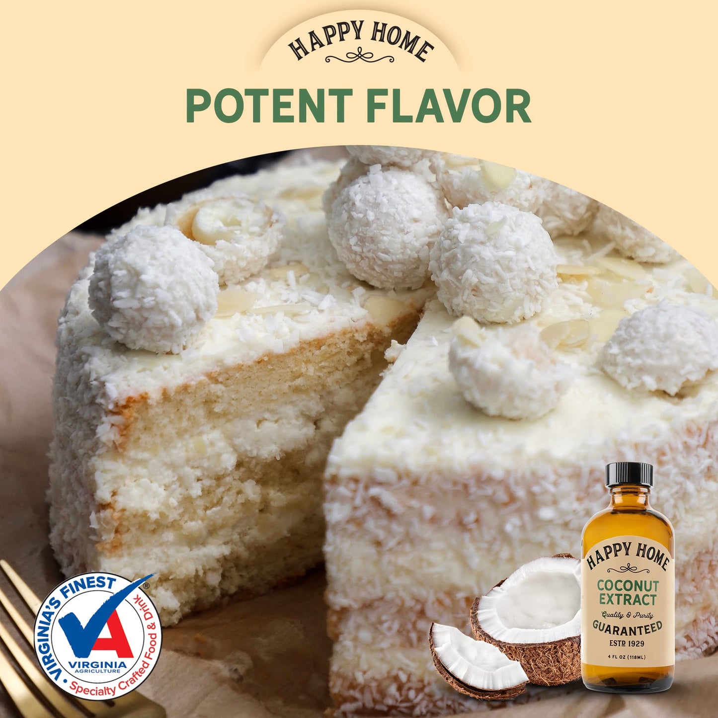 Happy Home Premium Natural Coconut Flavor - Certified Kosher, 4 oz.