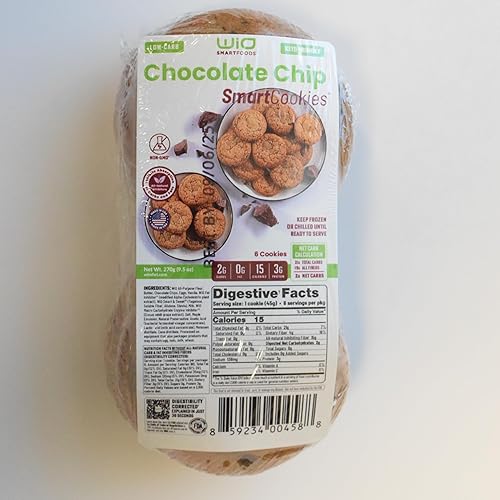 WiO SmartFoods™ Chocolate Chip Cookies, 6-Count Low-Carb, Fat-Free, Sugar-Free, Keto-Friendly Cookies, Delicious Soft Treats, Healthy Snack, Gourmet
