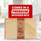 Hot Sauce Gift Set (6 Pack) - Hot Sauce Variety Pack in Premium Wooden Box - Great Gift for Birthday, Christmas, Father's Day for Men, Him, Her, Dad