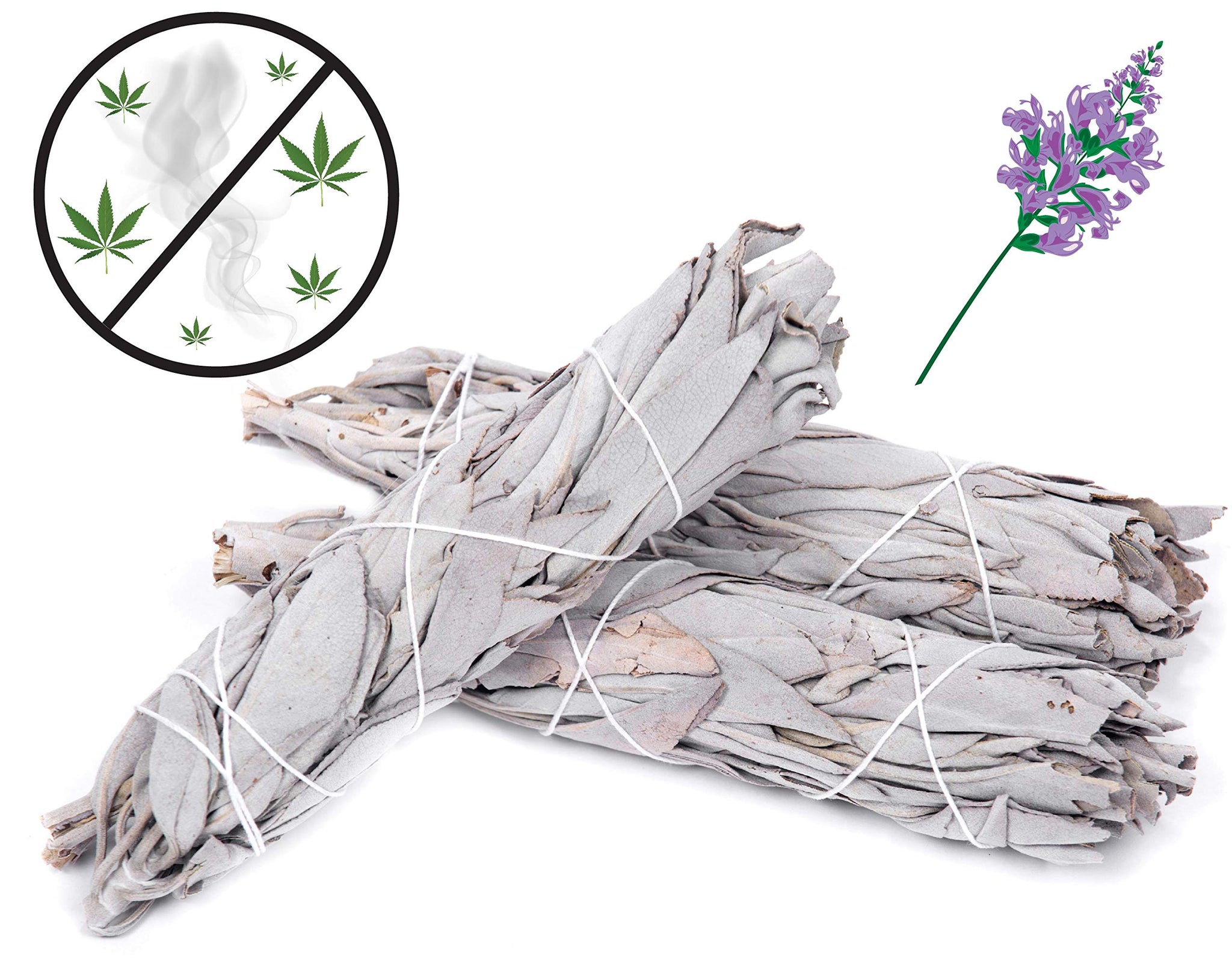 Natural Cannabis Smell Remover - 3 Sage Sticks Gives All-Natural Like Smell Not Suspicious Air Freshener Extreme Odor And Smoke Eliminator