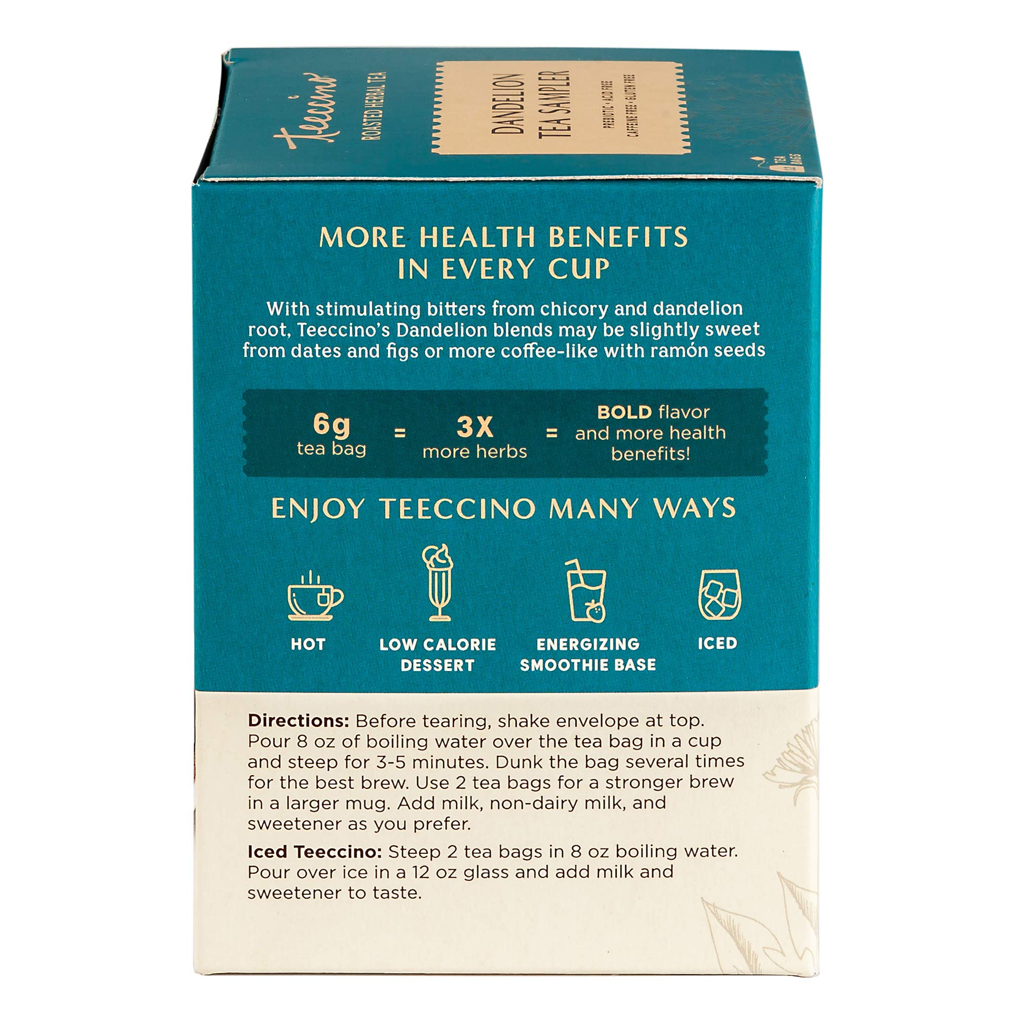 Teeccino Dandelion Tea Sampler, 12 Tea Bags