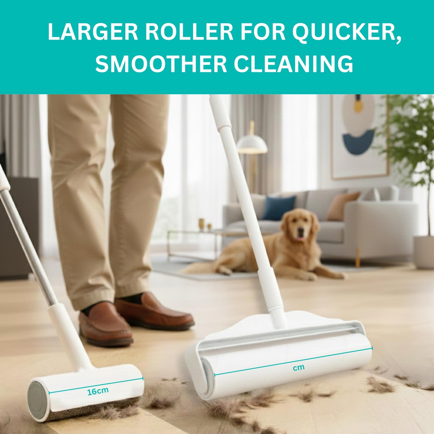 True & Tidy StickyPro XL Lint Roller Value Set with 2 Lint Roller Refills, Heavy-Duty Durable, Adjustable Handle Works Great on Pet Hair, Clothing